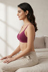 Zivame Beautiful Basics Double Layered Non Wired Full Coverage Backless Bra - Beet Red — thumbnail 6